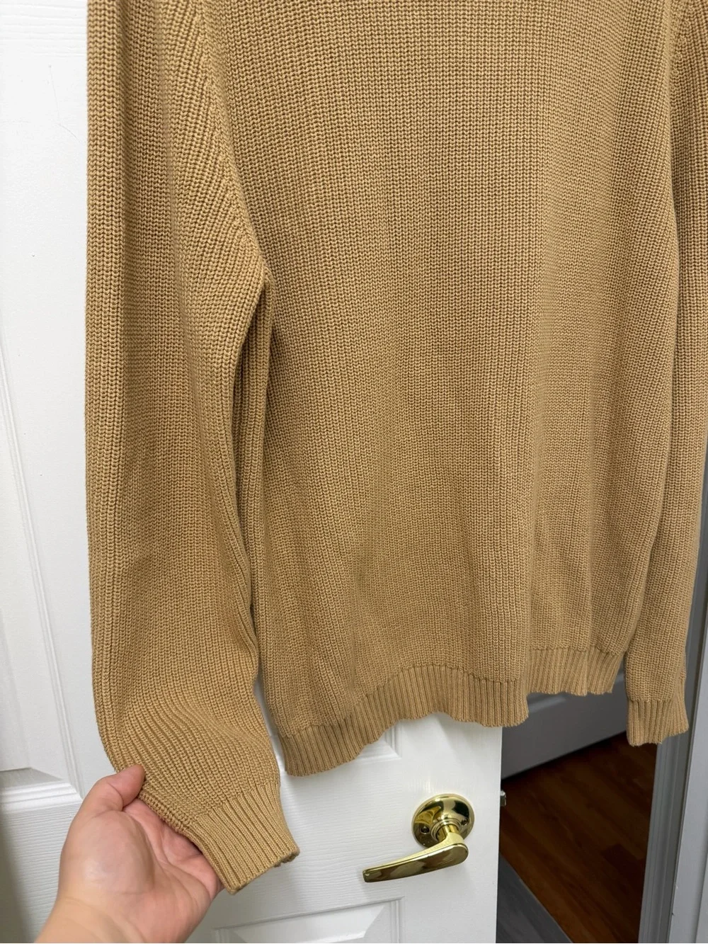 NWT Grayers Shaker Stitch Cotton Crewneck Sweater Curry, Size XL